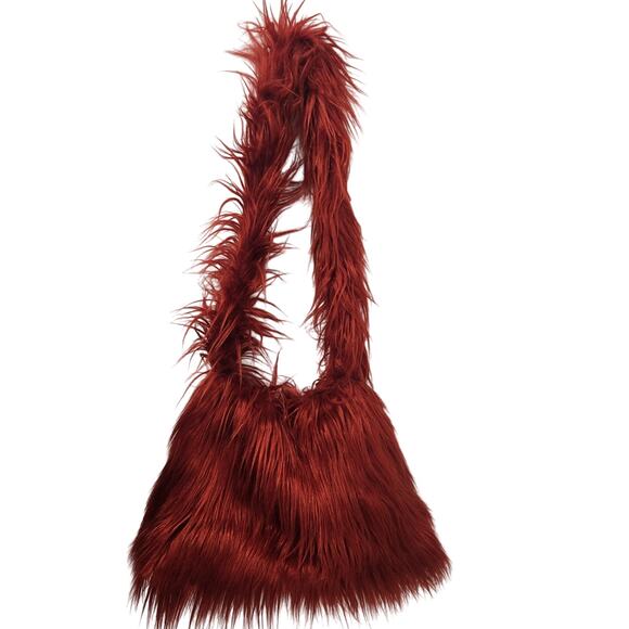 Free People furry red shoulder bag - Picture 3 of 7